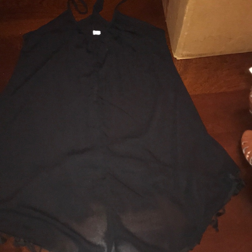 Sheer halter dress fringe bottom